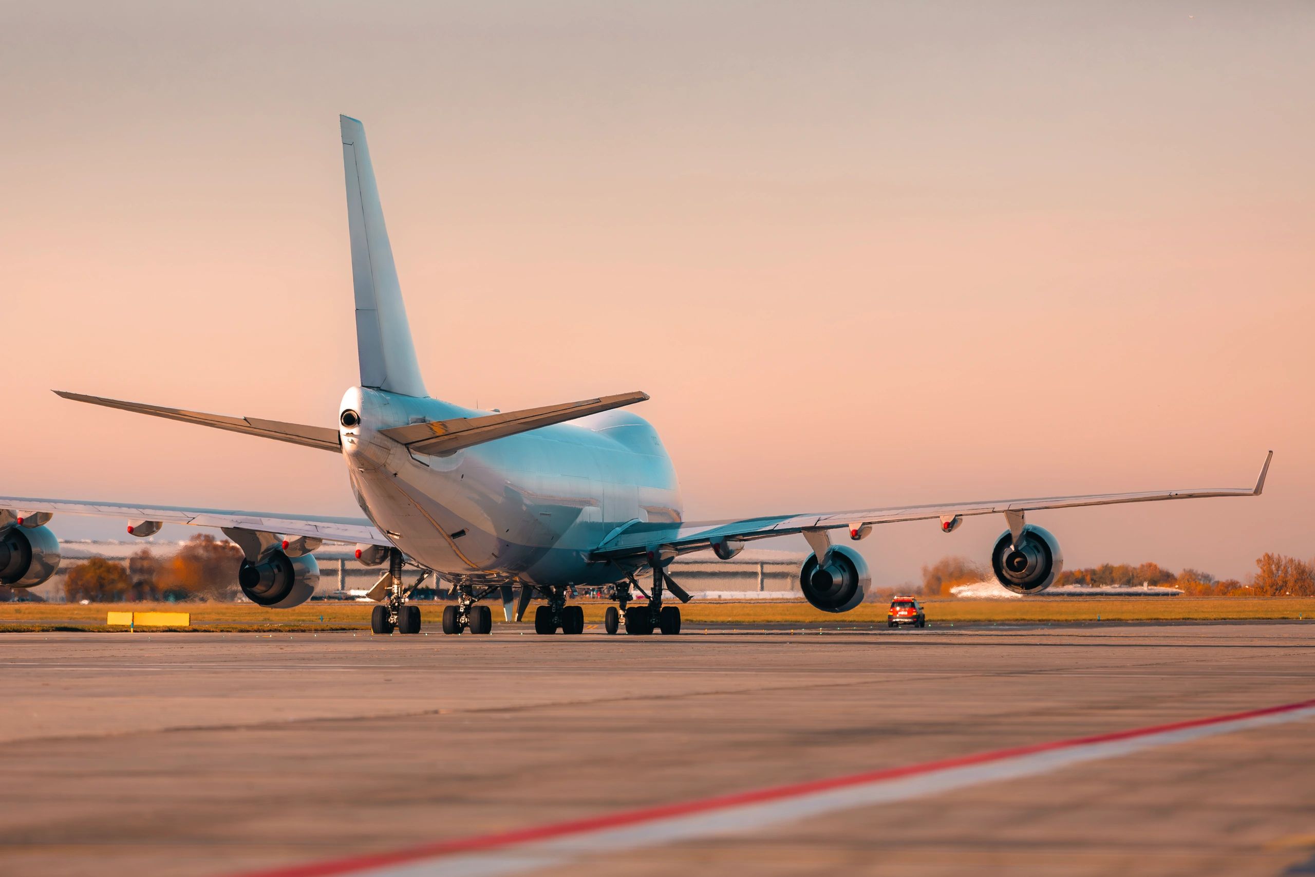 Cargo aircraft taxiing at airport
